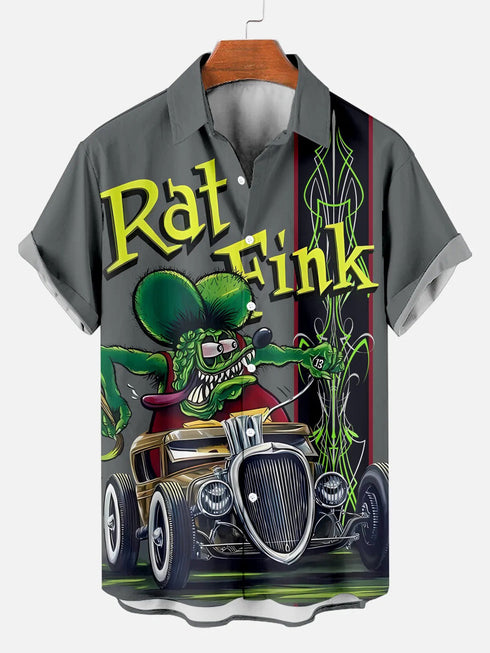 Men's Cartoon Funny Graphic Short Sleeve Hawaiian Shirt